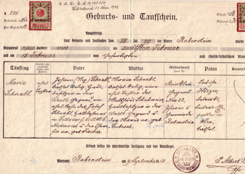 Datei:Geburts- uTaufschein Mutter Elmara.jpg